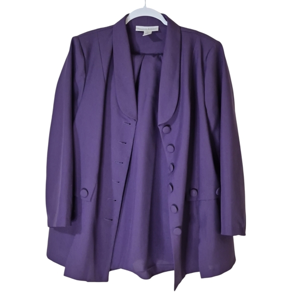 Allison Woods Vintage Blazer & Skirt 2pc Set In Dark Purple - Picture 2 of 7